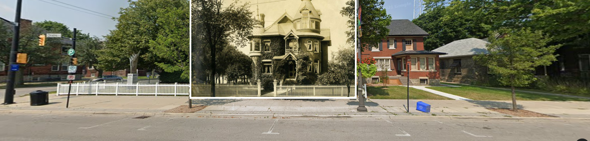 Photo of an old house in Sarnia overlaid on Google Maps using History Pin.