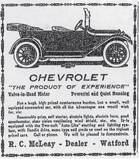 Advertisement for McLeay Chevrolet Dealer in Watford.