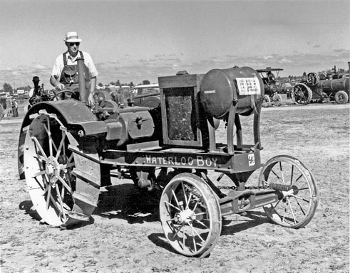 Wallace Lowrie on his steam engine tractor.