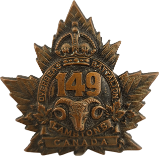 149th Battalion Cap Badge, link.