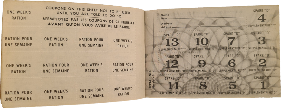 Inner pages of a ration book, link.