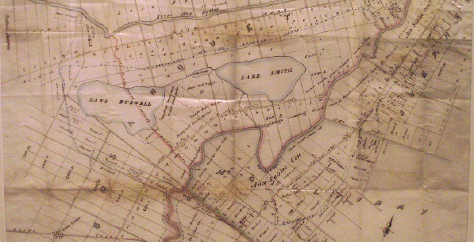 an old map showing where Lake Smith use to be.