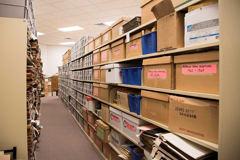 Old shelving at Lambton County Archives.