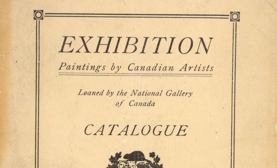 Cover of a 1921–1922 exhibition catalogue for Canadian paintings at the Sarnia Public Library, presented by the Woman’s Conservation Committee and the National Gallery of Canada.
