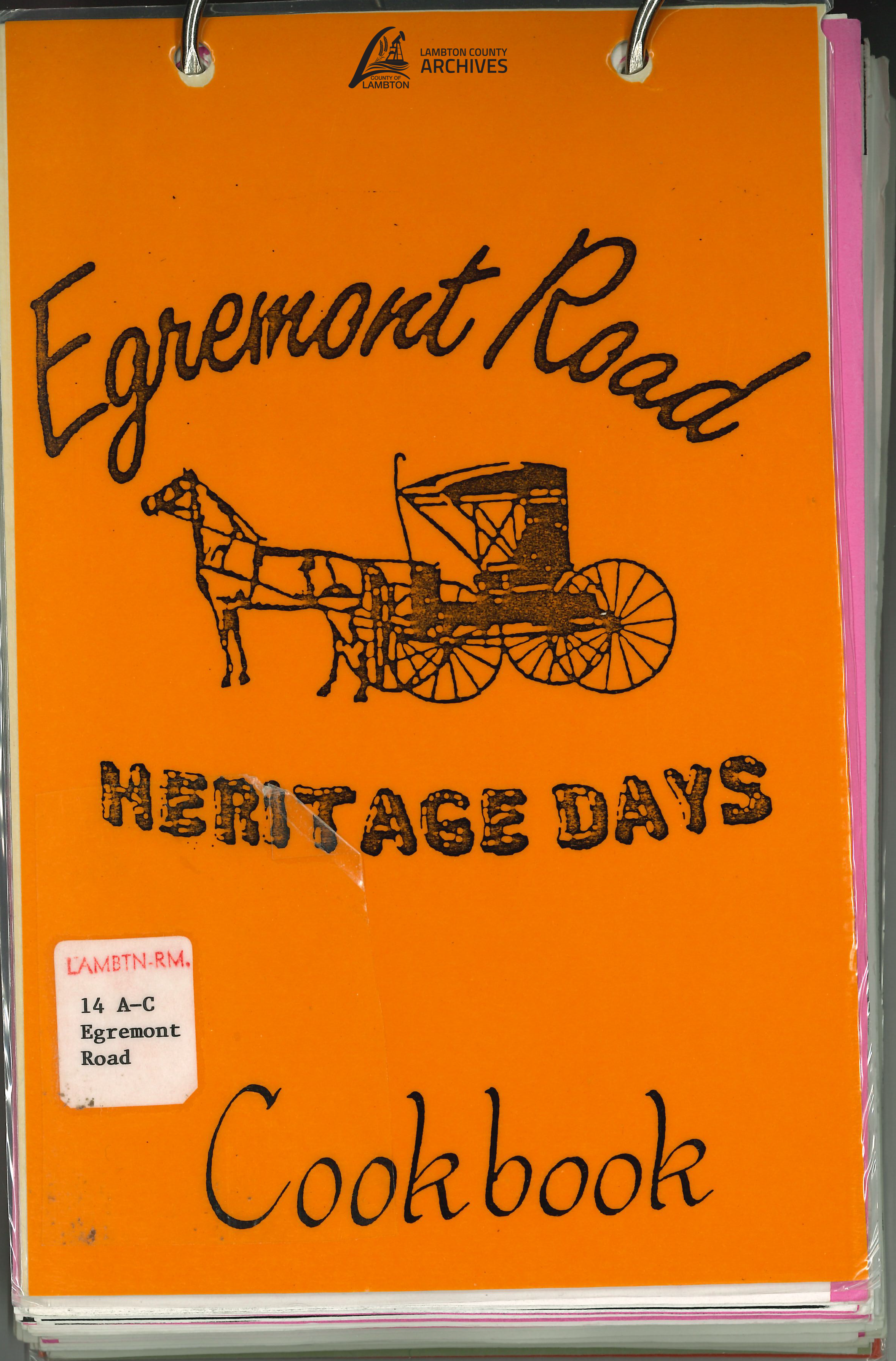 Cover of the "Egremont Road Heritage Days" cookbook.