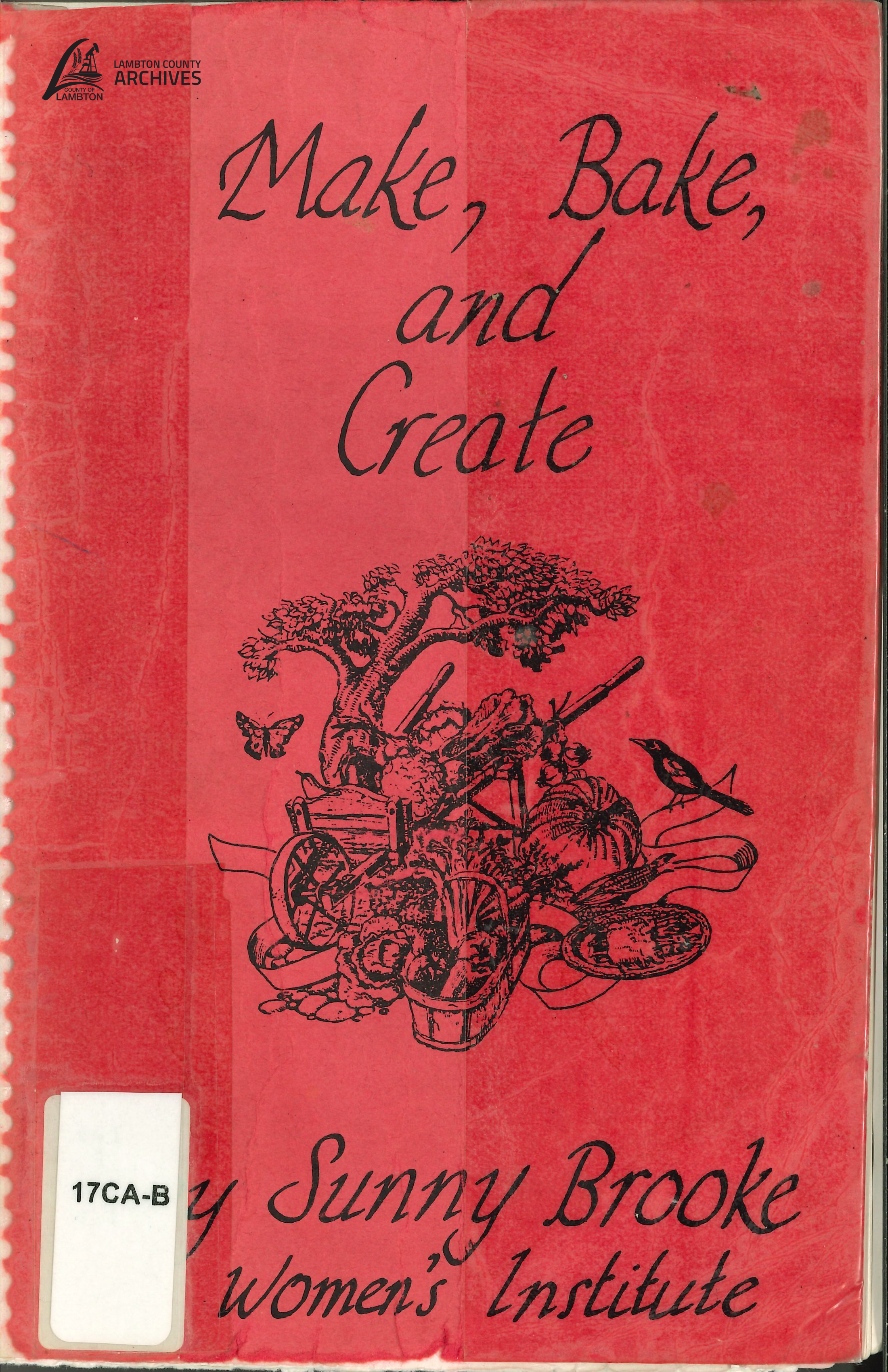 Cover of the "Make, Bake, Create" cookbook.