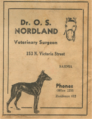 Ad for a veterinary surgeon.