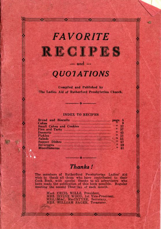 Cover of "Favourite Recipes and Quotations" recipe.