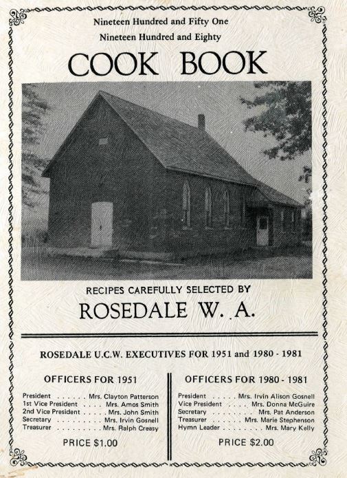 Black and white copy of the Rosedale W. A. cookbook.