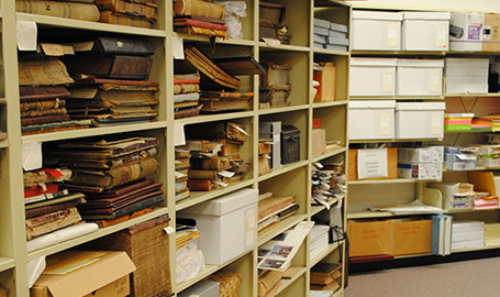 Archive items on a shelf.