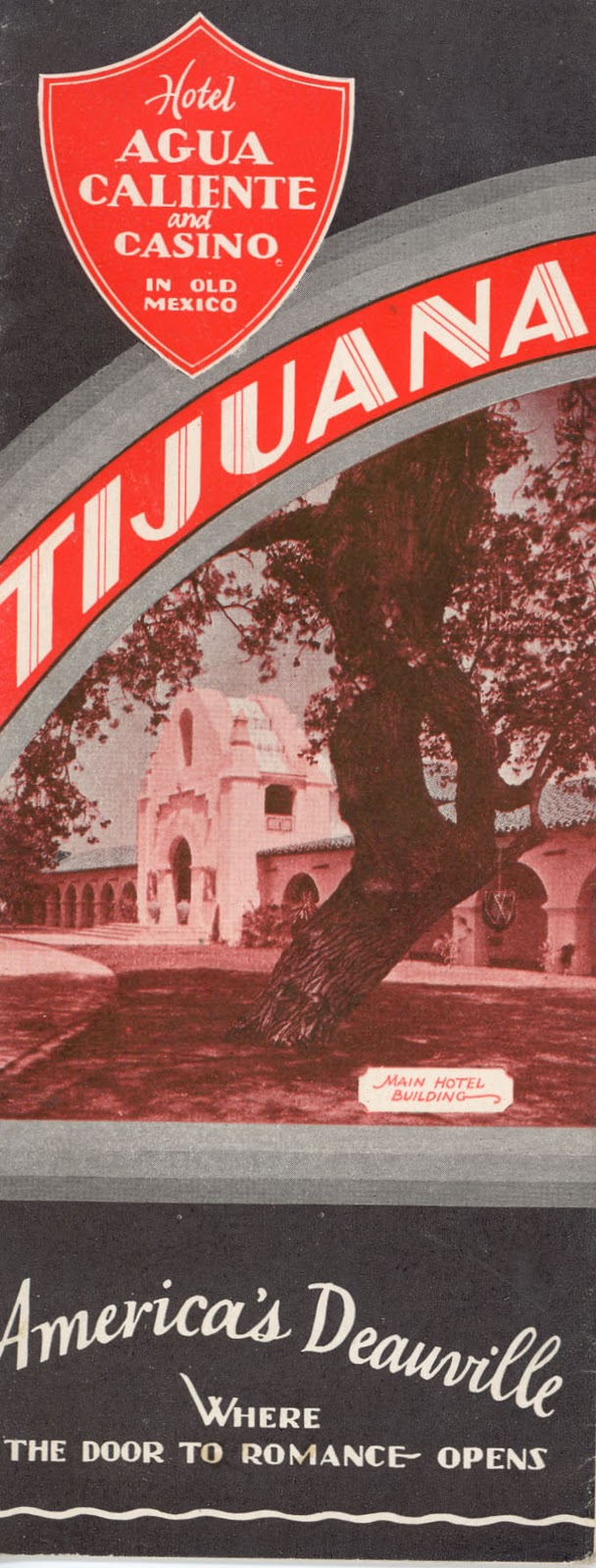 Photo of a white building on a brochure for Tijuana