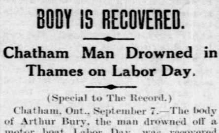 Article titled, "Body is Recovered".