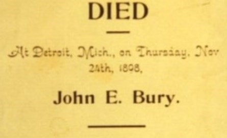 John Edger Bury funeral card.