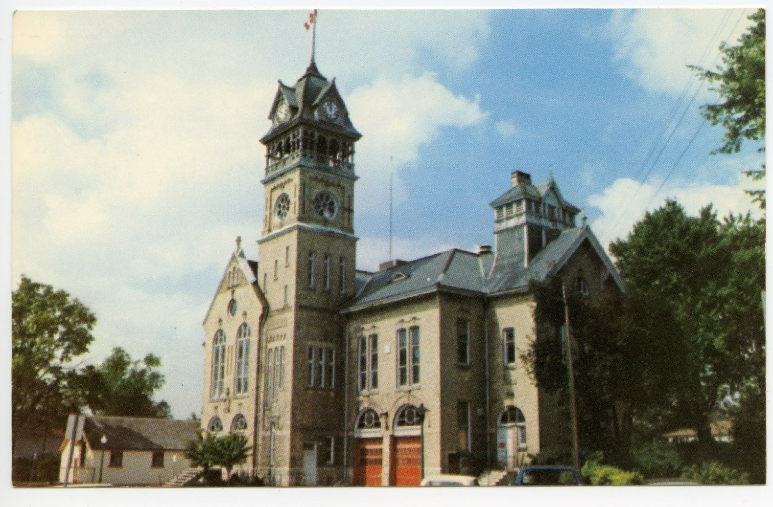 Postcard of Victoria Hall in Petrolia