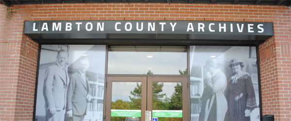 The Lambton County Archives building from the front.