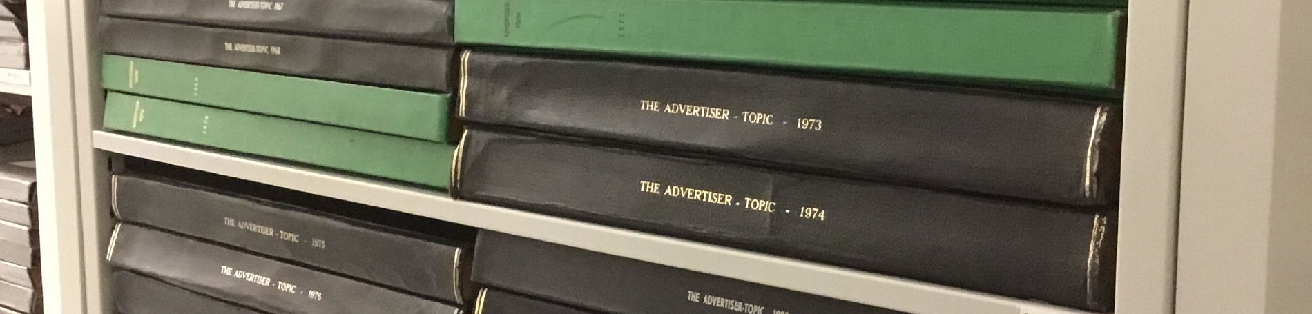 Archives material on a shelf. 