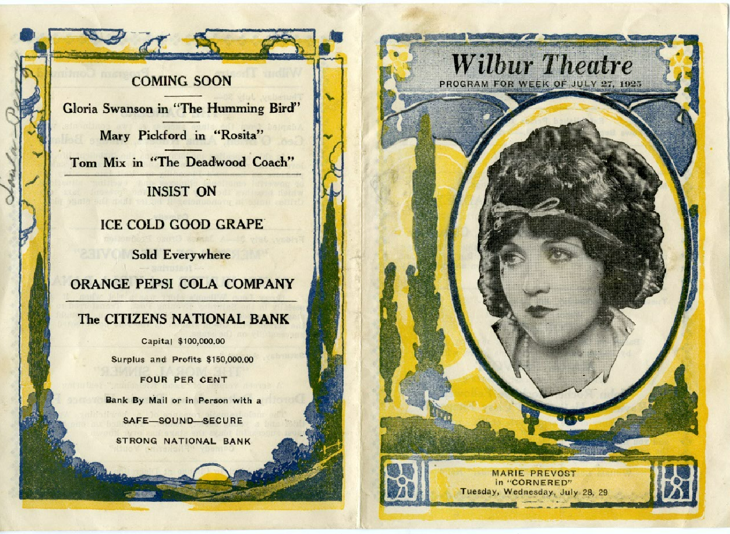 Wilbur Theatre Pamphlet.