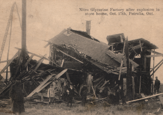 Nitro Glycerine Factory after explosion in store house in Petrolia Ontario.