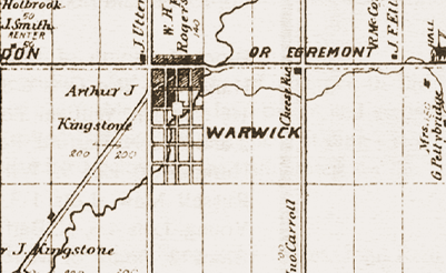 An old map of Warwick and surrounding area.