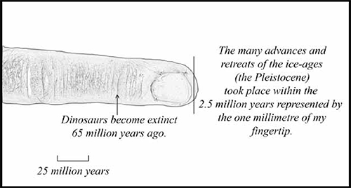 Finger representing a timeline.