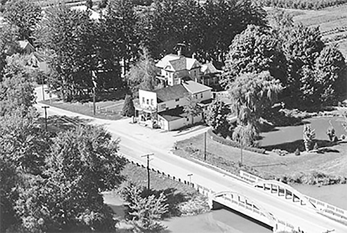 Aerial view of Warwick General Store and surrounding area. 