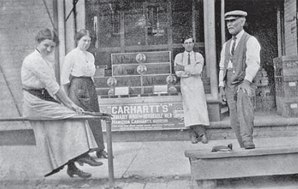 Carhartt family in front of their store. 
