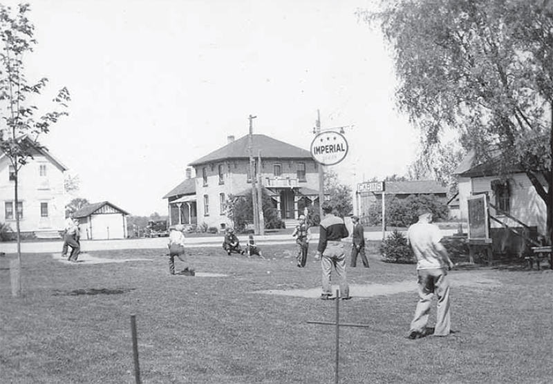 Ball game in the centre of Warwick Village.