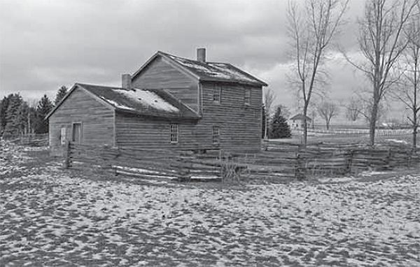 The Marshall home, made of wood.