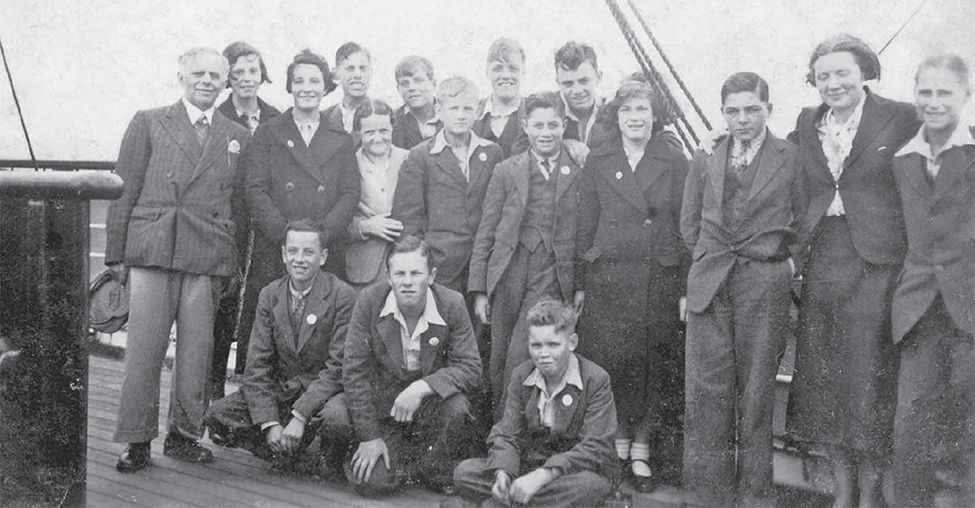 Cy Hewitt on Empress of Australia with the other children and chaperones.