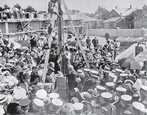 Laying cornerstone of Watford Drill Hall event.