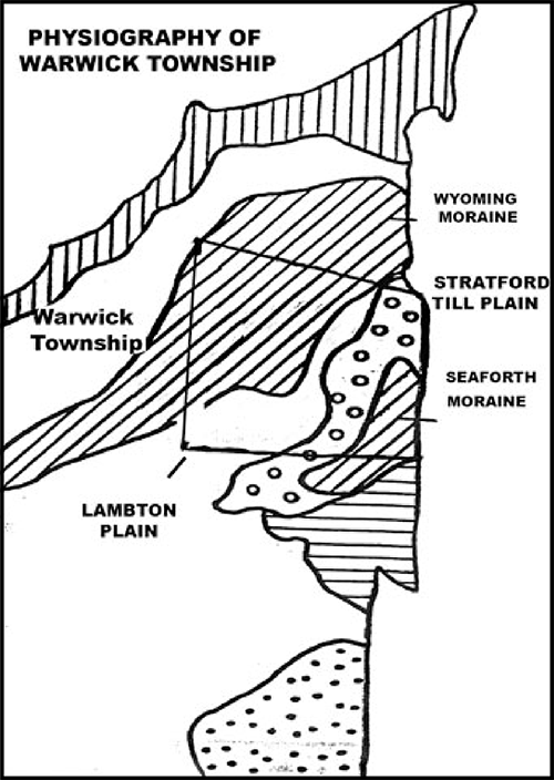 Map of the "Physiography of Warwick Township".