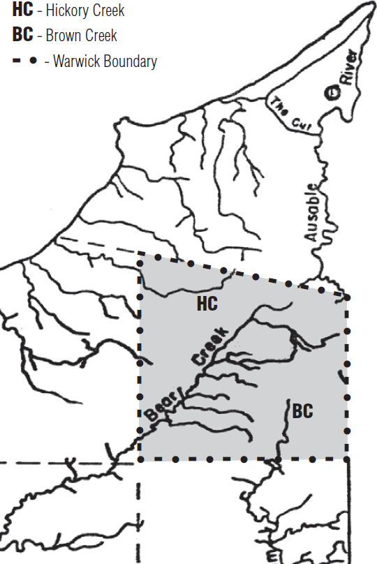 A map of Warwick's waterways.