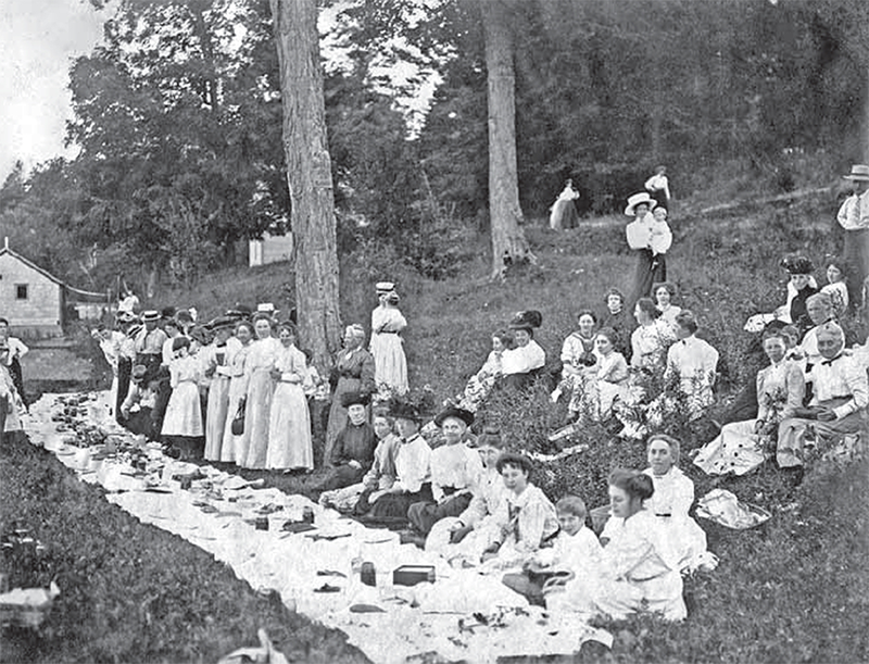 Arkona Women's Institute First Picnic, on a grassy hill.