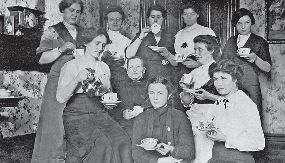 A group photo of women at a Tea Party.