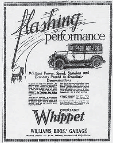 Overland Whippet Car advertisement.