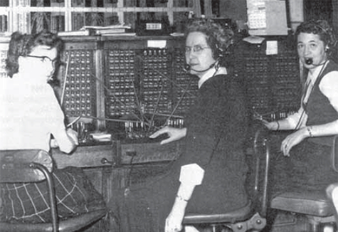 Three women working at a switchboard.