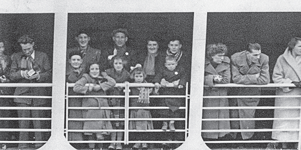 Hendrickx family on a ship to Canada from Holland.