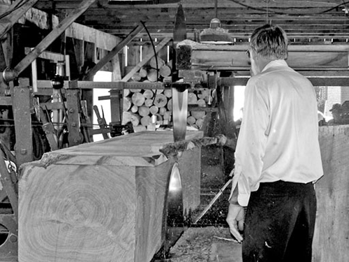 Carlyle Searson in his saw mill.