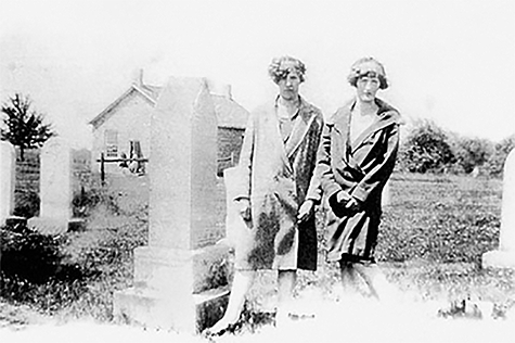 Helen and Margaret Wambaugh at the Mennonite Church Cememtery.