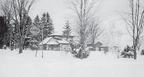 Birnam store and home, in winter. 