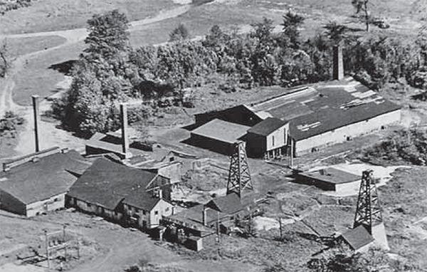 Aerial view of Elarton Salt Works, c. 1960.