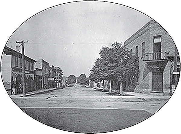 Arkona looking north on North St. (Hwy 7 or Arkona Rd.) from King St. (Townsend Line).