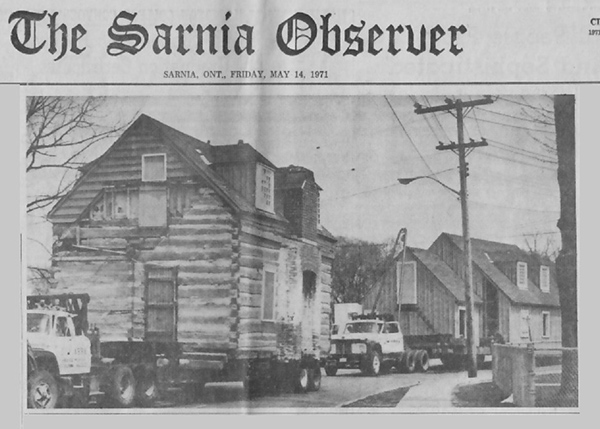 Canatara Cabin Move 1971 article in The Sarnia Observer.