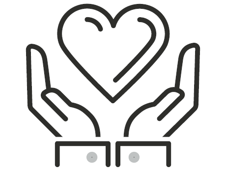 Icon showing hands holding a heart 