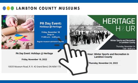 a preview of the events calendar showing upcoming PA day event and virtual talk.