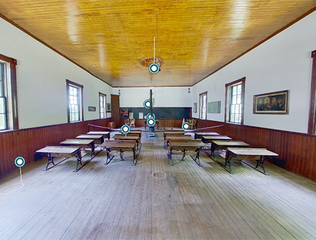the interior of the Rokeby Schoolhouse with artifacts.