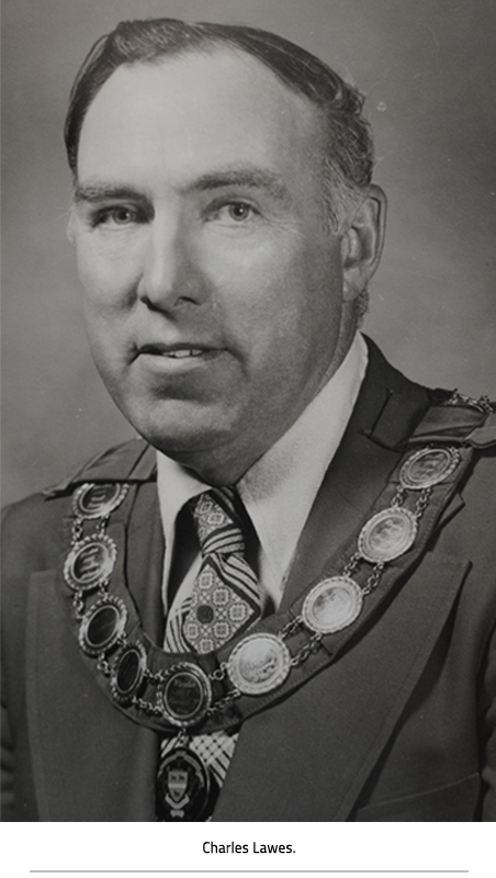 Portrait style phot of Charles Lawes with some sort of sash/medal going around his shoulders. Image Caption: Charles Lawes 