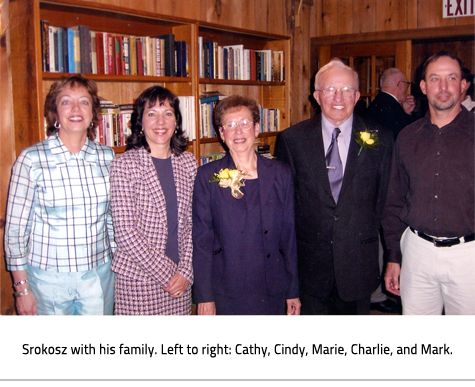 Charlie Srokosz with his family. Image Caption: "Srokosz with his family. Left to right: Cathy, Cindy, Marie, Charlie, and Mark."