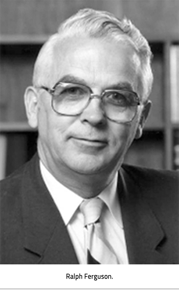 Portrait style of Ralph Ferguson in a suit and tie. Image Caption: Ralph Ferguson