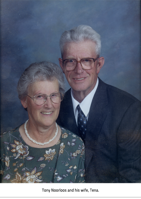 (A couples portrait of Tony and Tena Noorloos. Image Caption: "Tony Noorloos and his wife, Tena"), link.